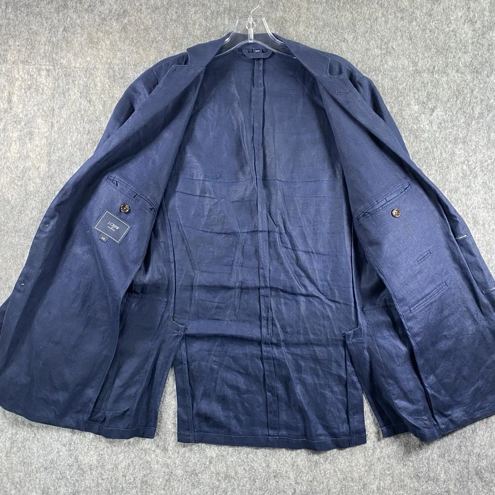 J Crew‎ Linen Unstructured Blazer Men's XS Blue Summer Wedding 19x31 Suit Jacket